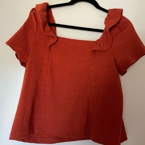 Madewell burnt orange blouse